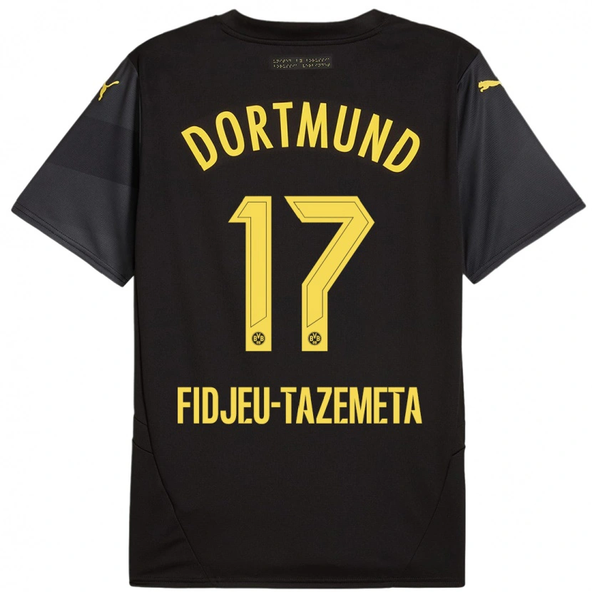 Danxen Niño Camiseta Thierry Fidjeu-Tazemeta #17 Negro Amarillo 2ª Equipación 2024/25 La Camisa