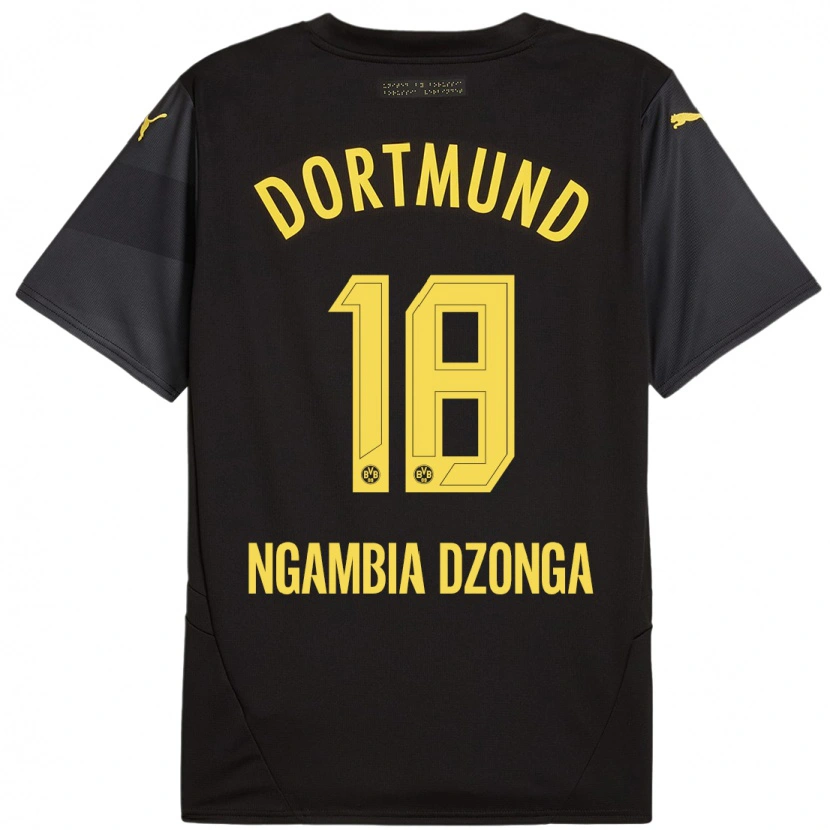 Danxen Niño Camiseta Diego Ngambia #18 Negro Amarillo 2ª Equipación 2024/25 La Camisa