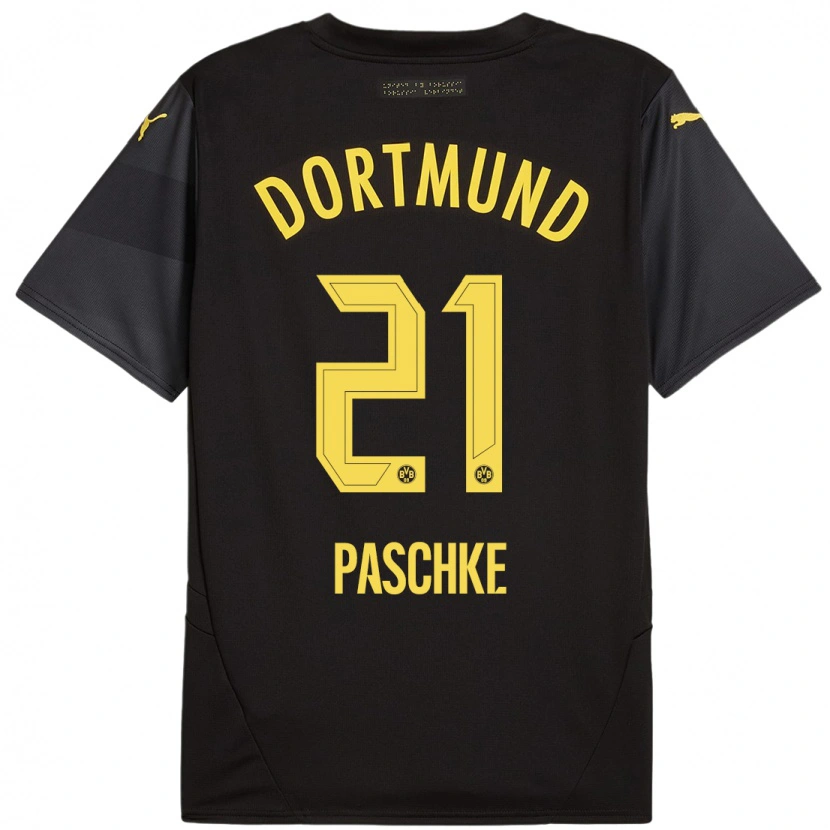 Danxen Niño Camiseta Felix Paschke #21 Negro Amarillo 2ª Equipación 2024/25 La Camisa