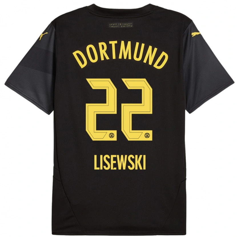 Danxen Niño Camiseta Robin Lisewski #22 Negro Amarillo 2ª Equipación 2024/25 La Camisa