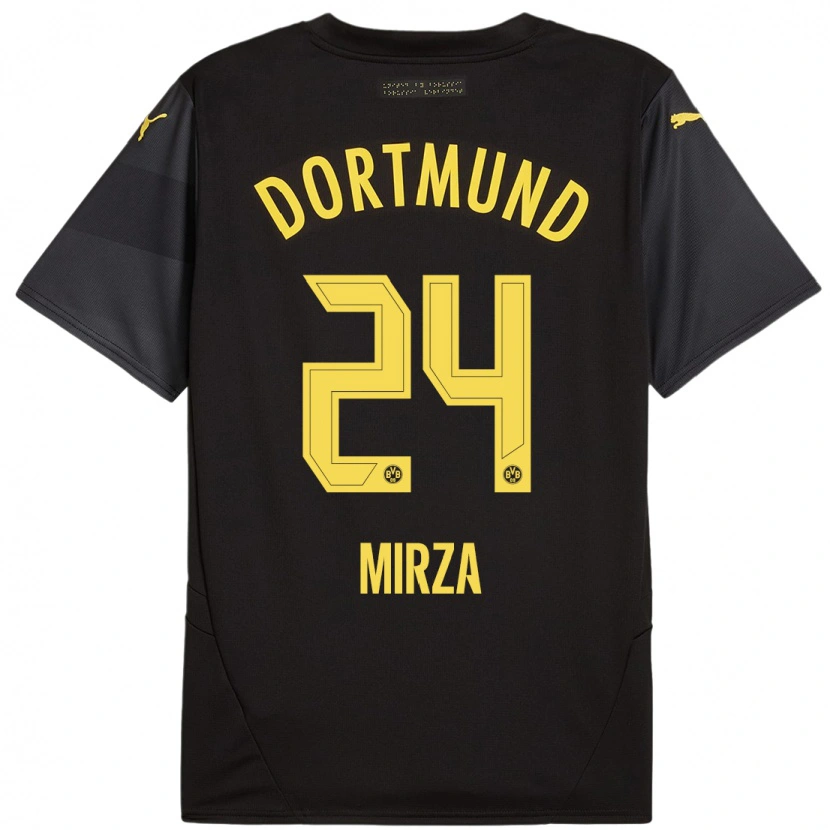 Danxen Niño Camiseta Marwan-Omir Mirza #24 Negro Amarillo 2ª Equipación 2024/25 La Camisa