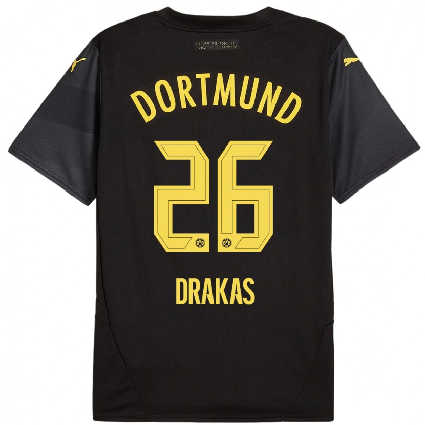 Danxen Niño Camiseta Babis Drakas #26 Negro Amarillo 2ª Equipación 2024/25 La Camisa