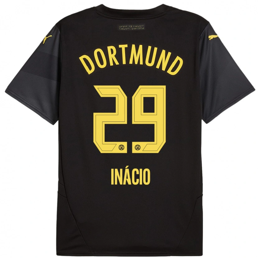 Danxen Niño Camiseta Samuele Inácio #29 Negro Amarillo 2ª Equipación 2024/25 La Camisa