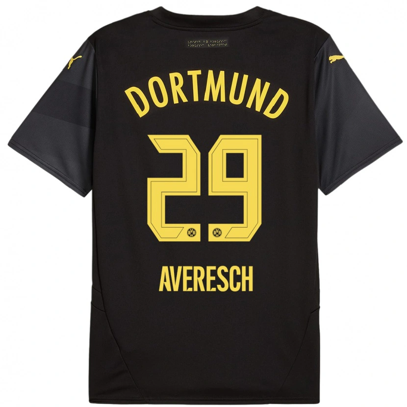 Danxen Niño Camiseta Noah Averesch #29 Negro Amarillo 2ª Equipación 2024/25 La Camisa