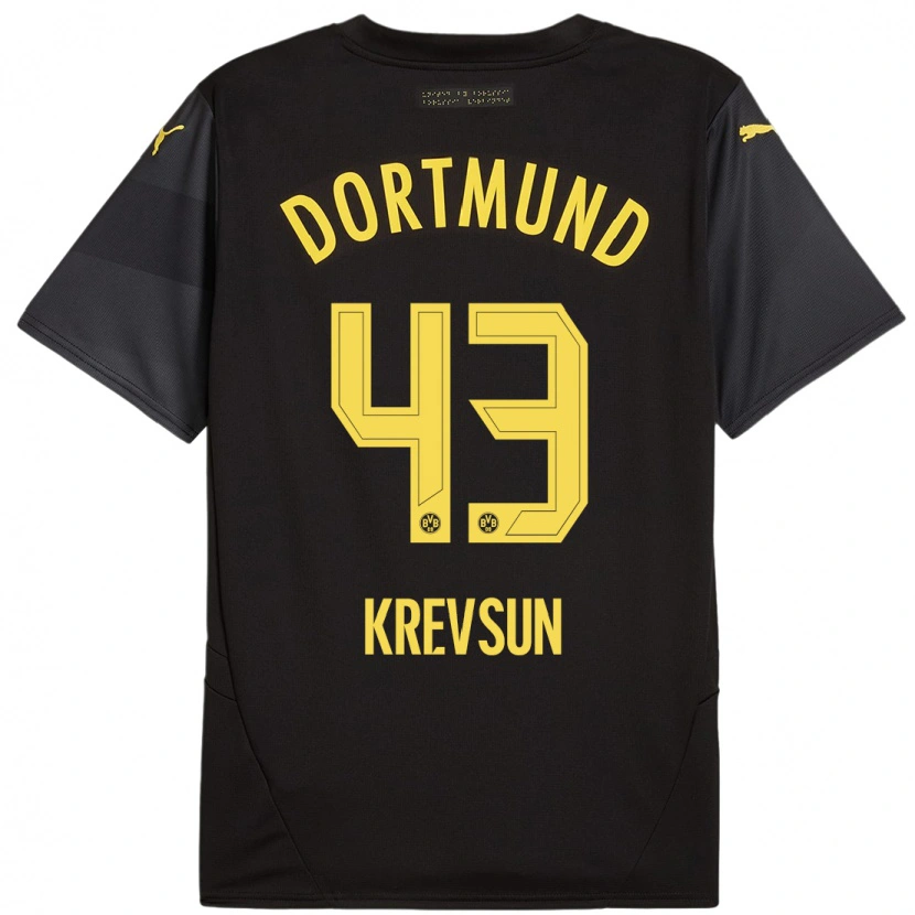 Danxen Niño Camiseta Danylo Krevsun #43 Negro Amarillo 2ª Equipación 2024/25 La Camisa