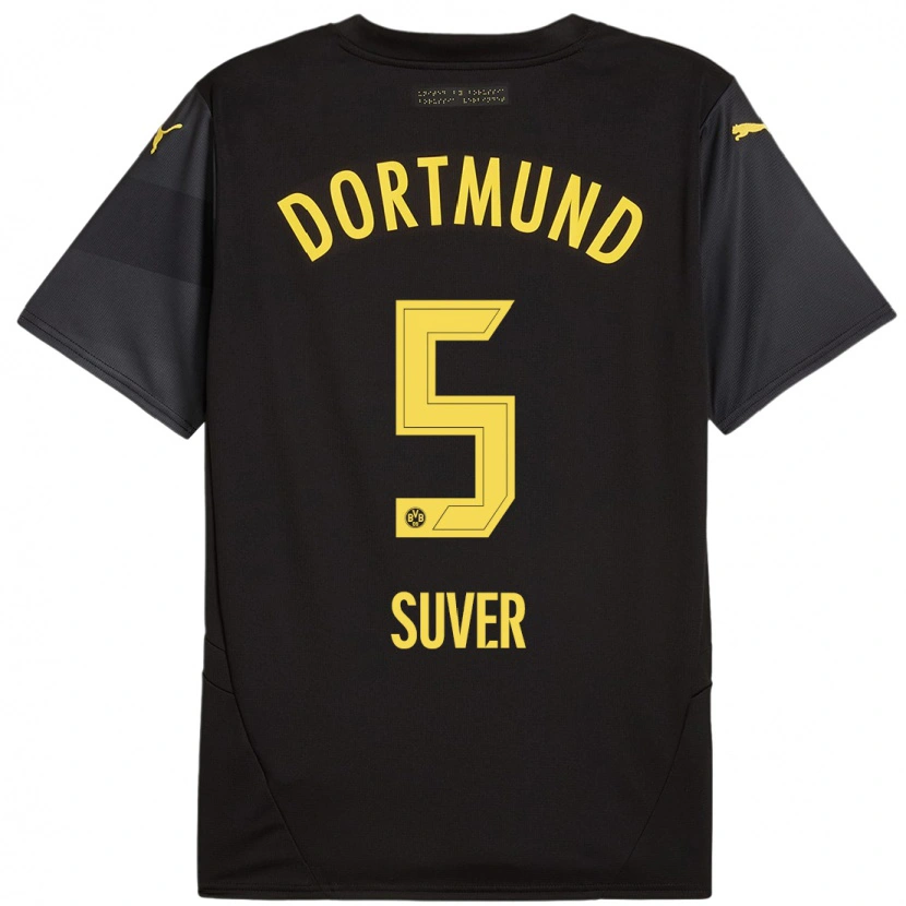 Danxen Niño Camiseta Mario Suver #5 Negro Amarillo 2ª Equipación 2024/25 La Camisa