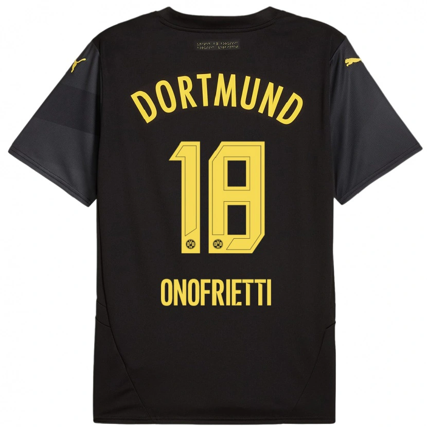 Danxen Niño Camiseta Vincenzo Onofrietti #18 Negro Amarillo 2ª Equipación 2024/25 La Camisa