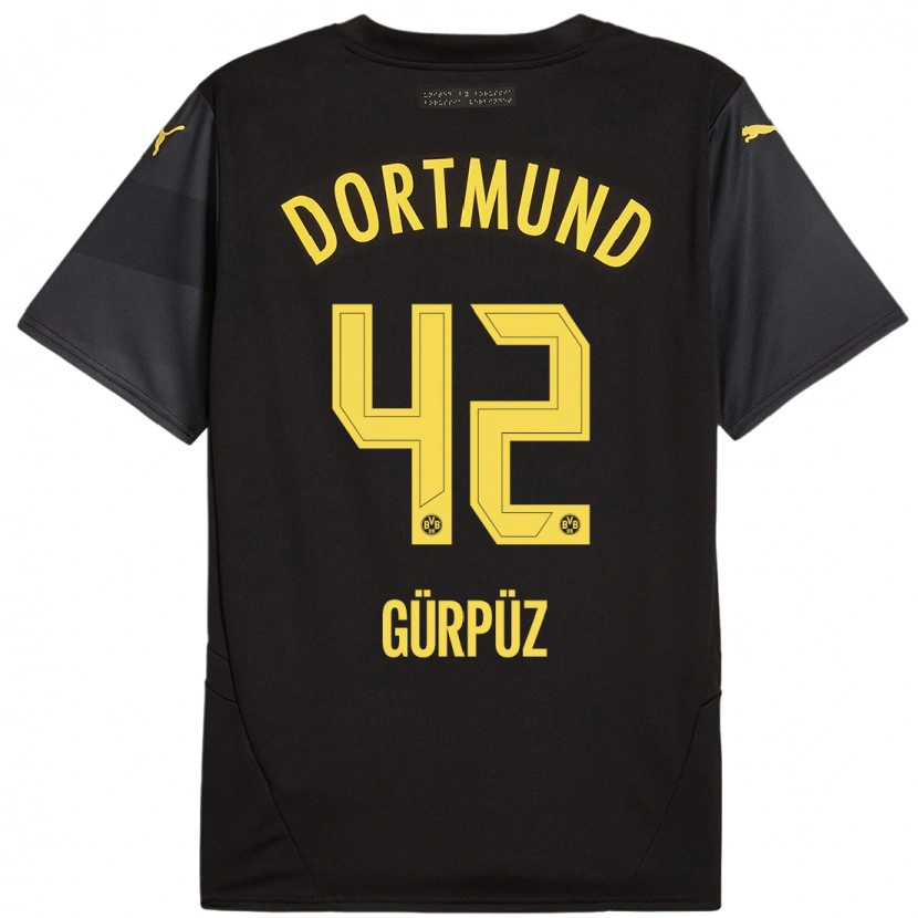 Danxen Niño Camiseta Goktan Gurpuz #42 Negro Amarillo 2ª Equipación 2024/25 La Camisa