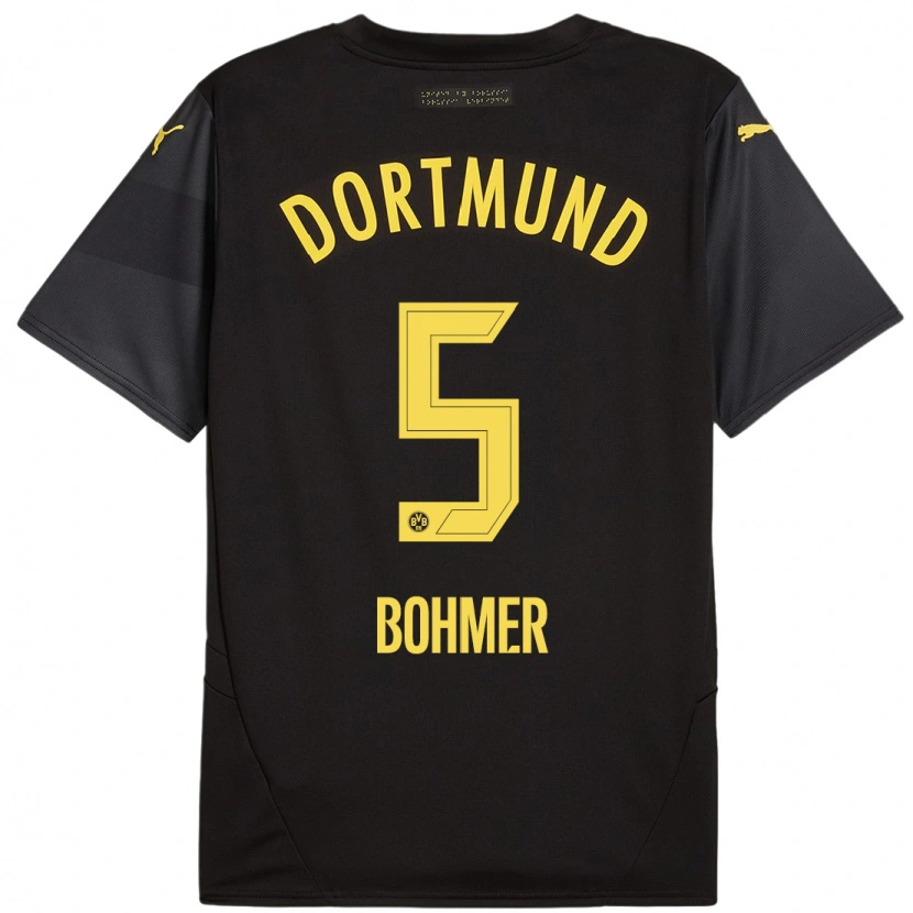 Danxen Niño Camiseta Tim Bohmer #5 Negro Amarillo 2ª Equipación 2024/25 La Camisa