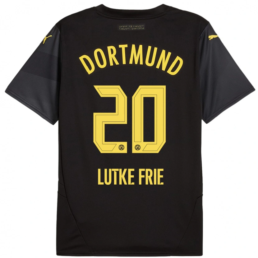 Danxen Niño Camiseta Dennis Lutke-Frie #20 Negro Amarillo 2ª Equipación 2024/25 La Camisa