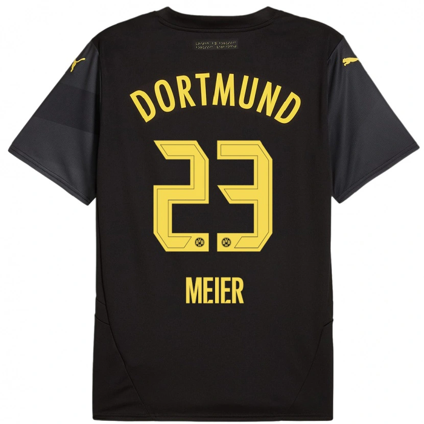 Danxen Niño Camiseta Maximilian Meier #23 Negro Amarillo 2ª Equipación 2024/25 La Camisa