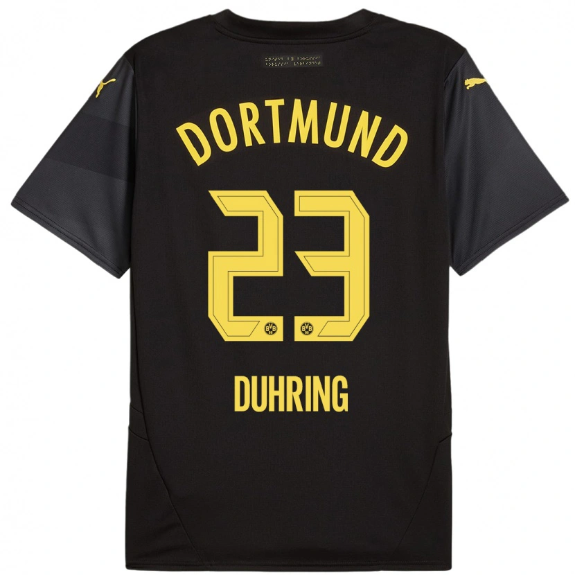 Danxen Niño Camiseta Marc Niclas Duhring #23 Negro Amarillo 2ª Equipación 2024/25 La Camisa