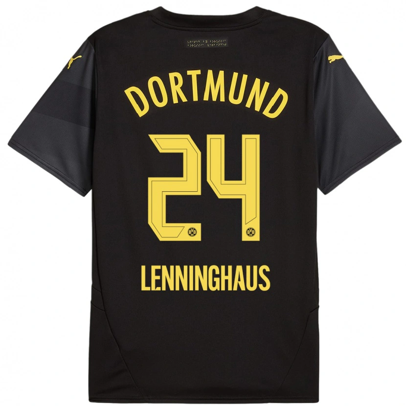 Danxen Niño Camiseta Mika Lenninghaus #24 Negro Amarillo 2ª Equipación 2024/25 La Camisa
