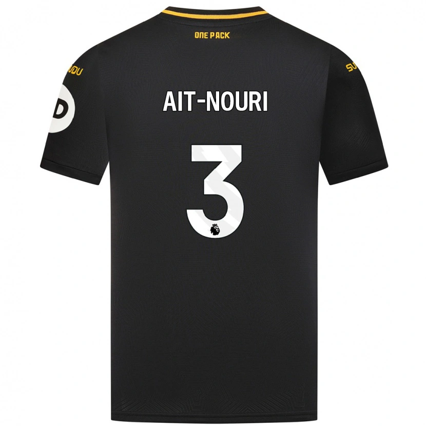 Danxen Niño Camiseta Rayan Aït-Nouri #3 Negro 2ª Equipación 2024/25 La Camisa