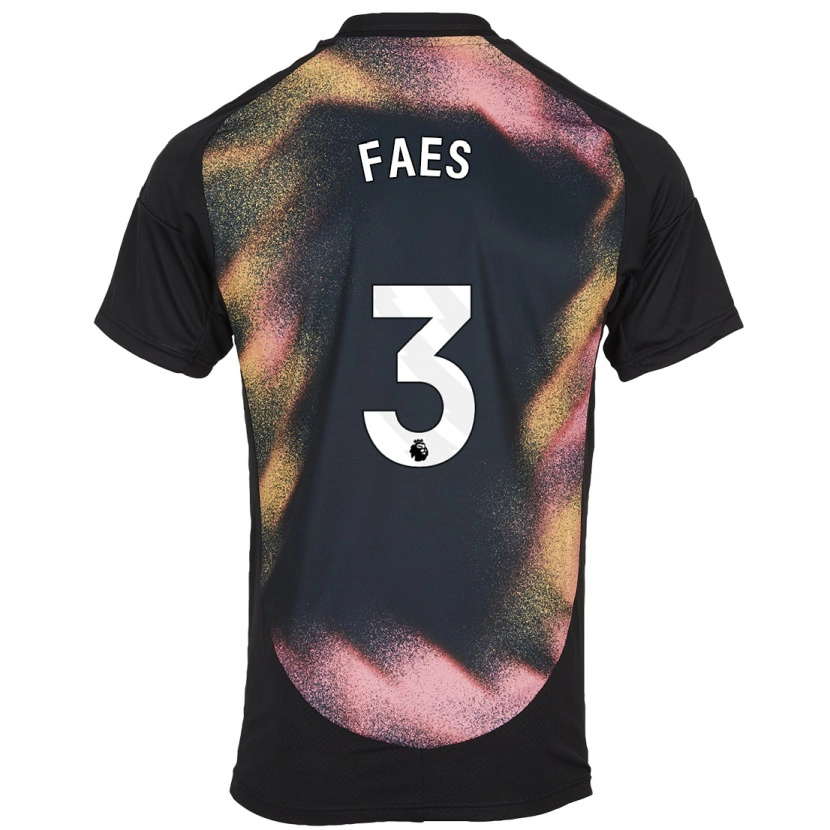 Danxen Niño Camiseta Wout Faes #3 Negro Blanco 2ª Equipación 2024/25 La Camisa