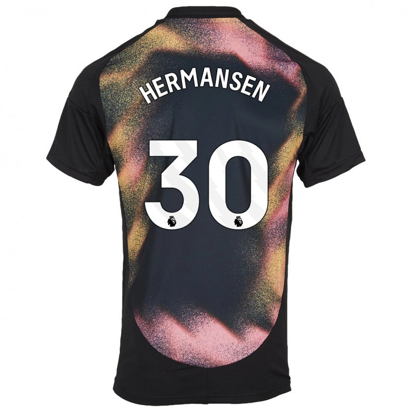 Danxen Niño Camiseta Mads Hermansen #30 Negro Blanco 2ª Equipación 2024/25 La Camisa