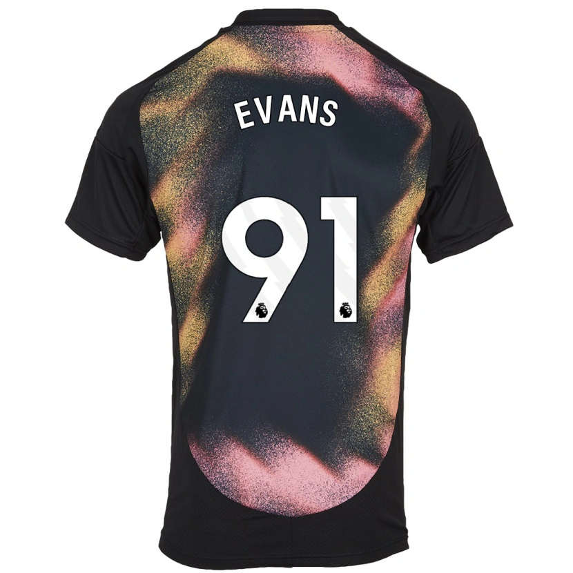 Danxen Niño Camiseta Jake Evans #91 Negro Blanco 2ª Equipación 2024/25 La Camisa