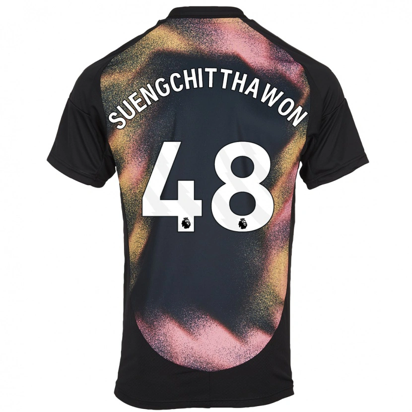 Danxen Niño Camiseta Thanawat Suengchitthawon #48 Negro Blanco 2ª Equipación 2024/25 La Camisa