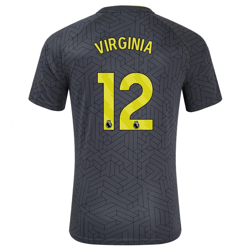 Danxen Niño Camiseta João Virgínia #12 Negro Amarillo 2ª Equipación 2024/25 La Camisa