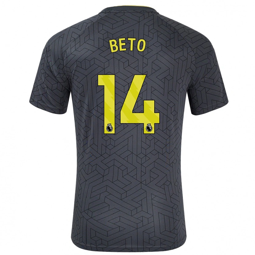 Danxen Niño Camiseta Beto #14 Negro Amarillo 2ª Equipación 2024/25 La Camisa