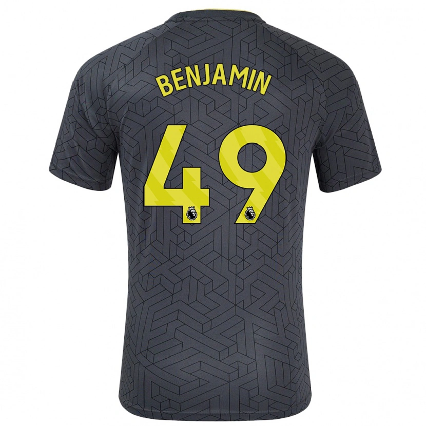 Danxen Niño Camiseta Omari Benjamin #49 Negro Amarillo 2ª Equipación 2024/25 La Camisa