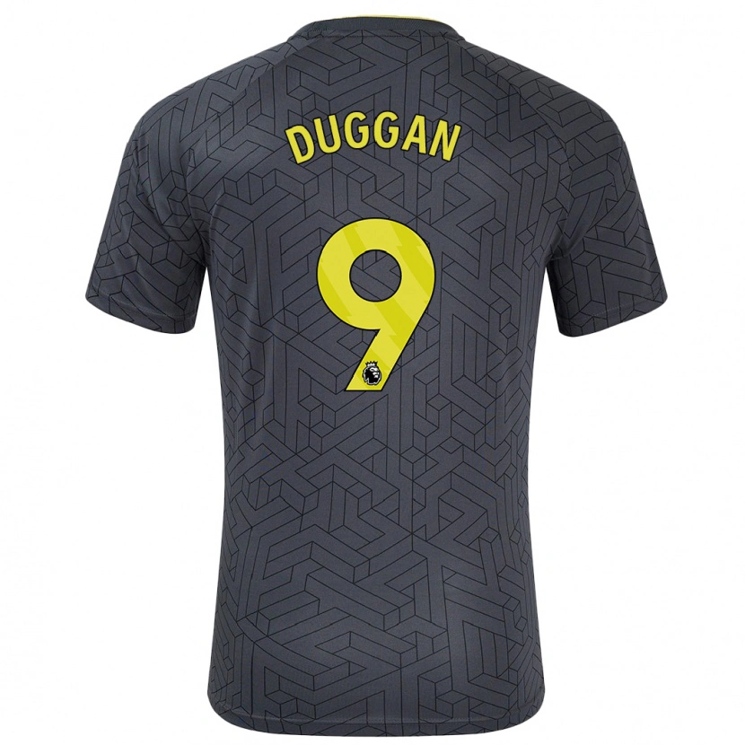 Danxen Niño Camiseta Toni Duggan #9 Negro Amarillo 2ª Equipación 2024/25 La Camisa