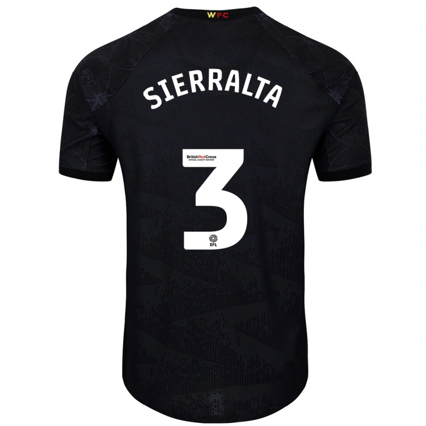 Danxen Niño Camiseta Francisco Sierralta #3 Negro Blanco 2ª Equipación 2024/25 La Camisa
