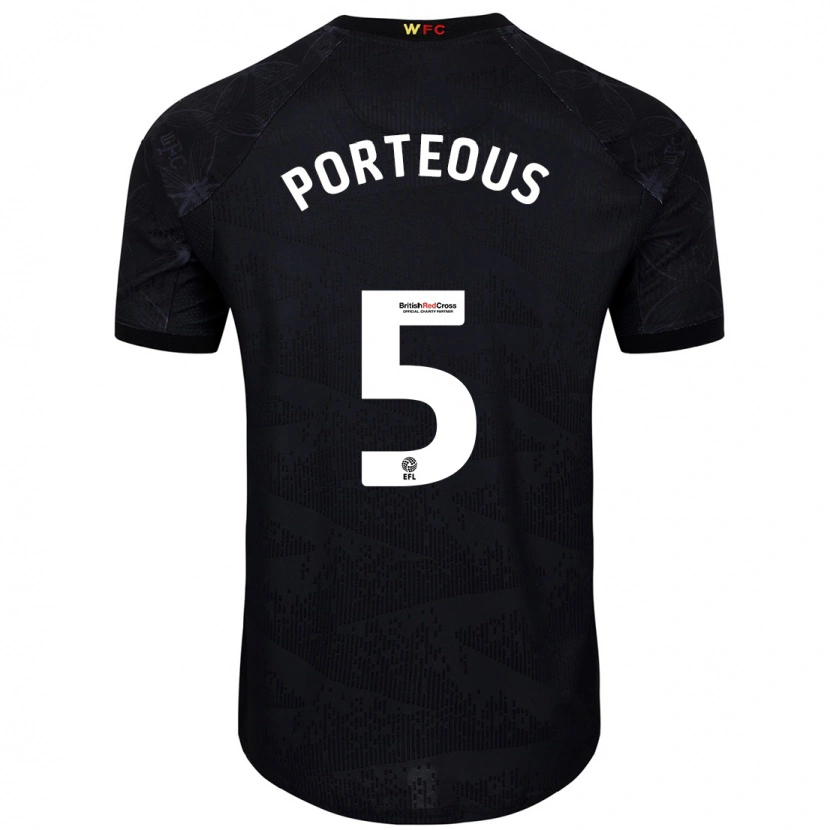 Danxen Niño Camiseta Ryan Porteous #5 Negro Blanco 2ª Equipación 2024/25 La Camisa