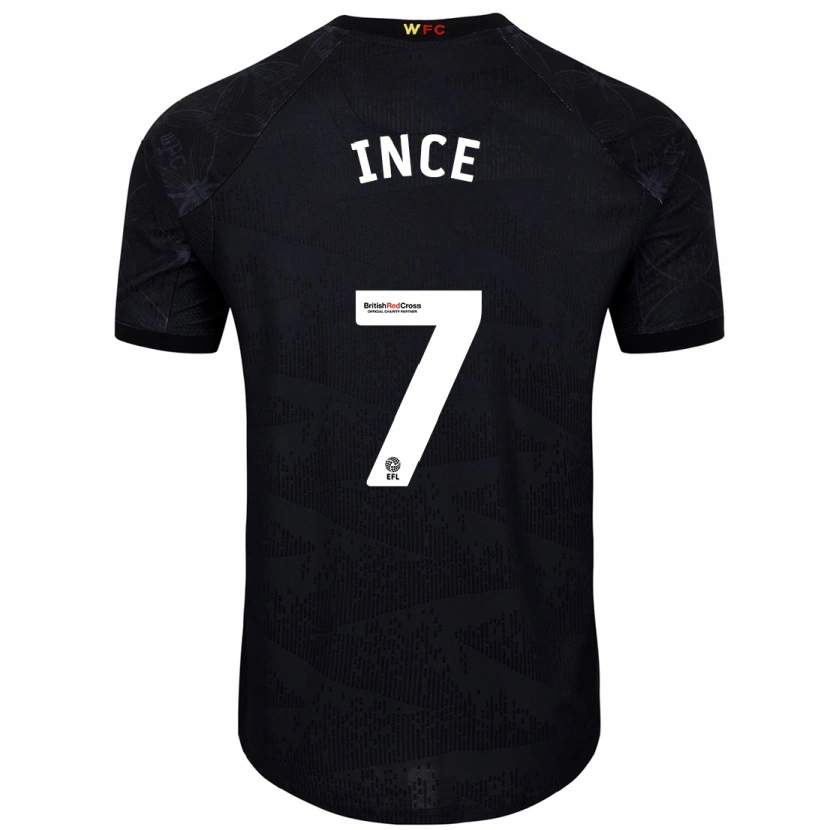 Danxen Niño Camiseta Tom Ince #7 Negro Blanco 2ª Equipación 2024/25 La Camisa