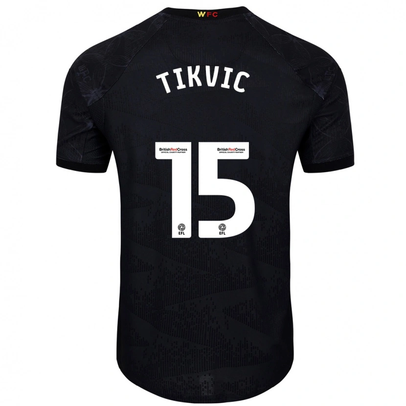 Danxen Niño Camiseta Antonio Tikvic #15 Negro Blanco 2ª Equipación 2024/25 La Camisa