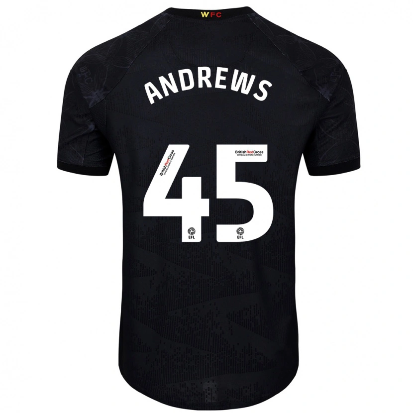Danxen Niño Camiseta Ryan Andrews #45 Negro Blanco 2ª Equipación 2024/25 La Camisa