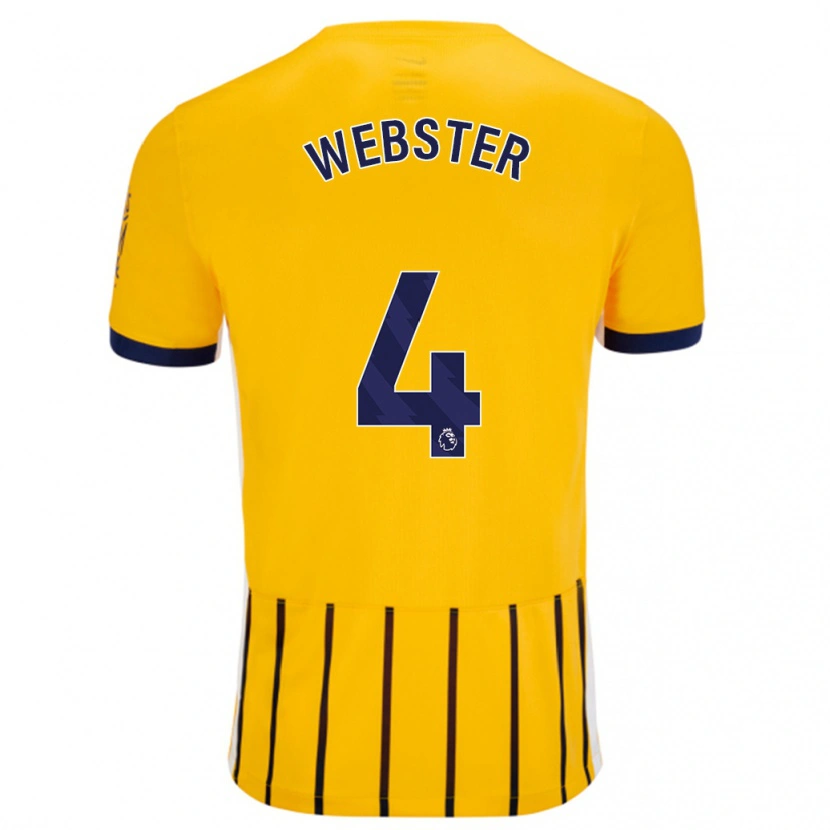Danxen Niño Camiseta Adam Webster #4 Dorado Azul Rayas 2ª Equipación 2024/25 La Camisa