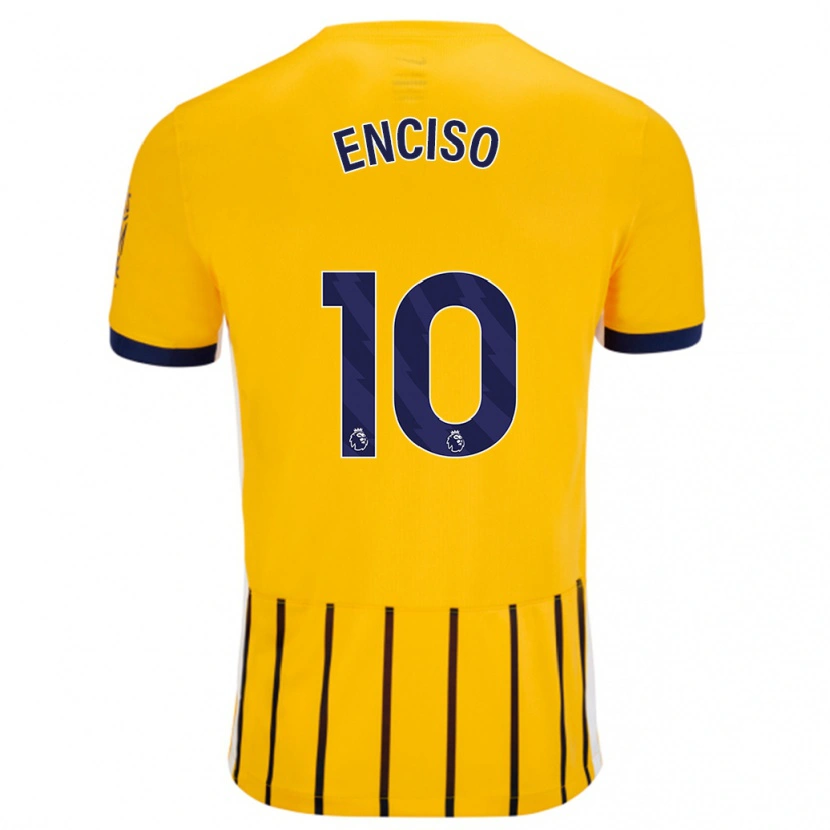 Danxen Niño Camiseta Julio Enciso #10 Dorado Azul Rayas 2ª Equipación 2024/25 La Camisa