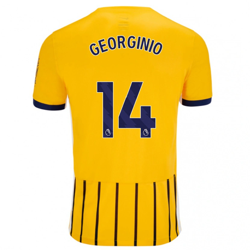 Danxen Niño Camiseta Georginio Rutter #14 Dorado Azul Rayas 2ª Equipación 2024/25 La Camisa