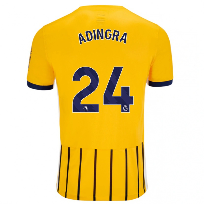 Danxen Niño Camiseta Simon Adingra #24 Dorado Azul Rayas 2ª Equipación 2024/25 La Camisa