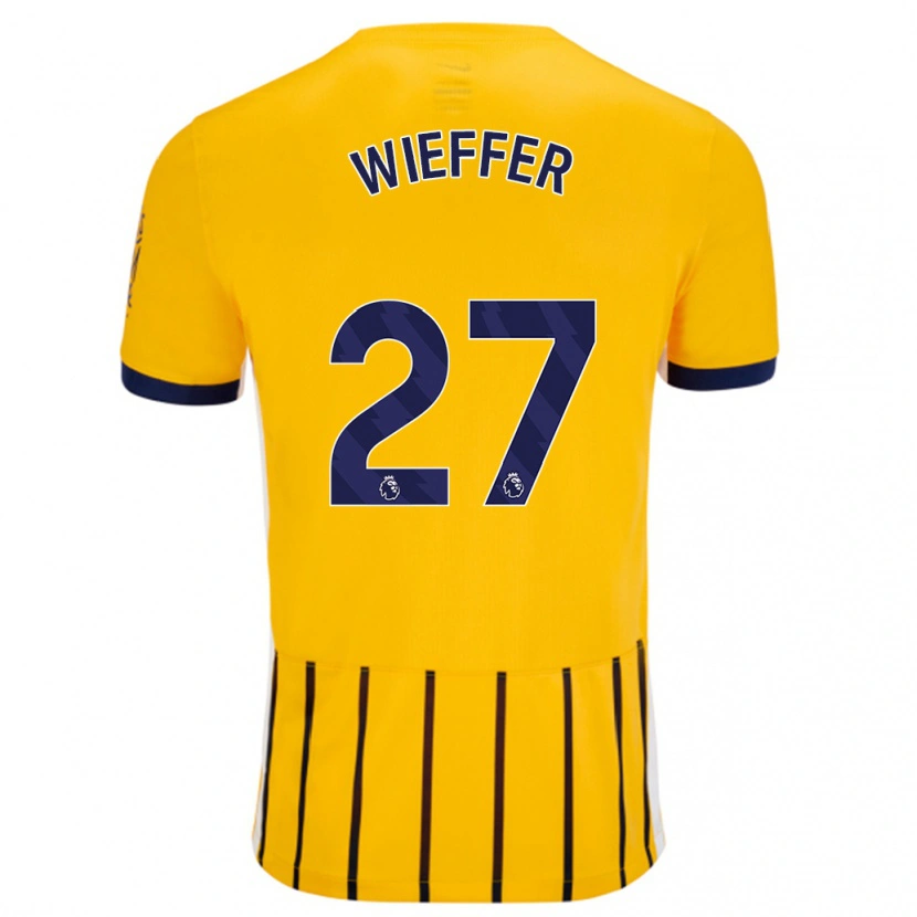 Danxen Niño Camiseta Mats Wieffer #27 Dorado Azul Rayas 2ª Equipación 2024/25 La Camisa