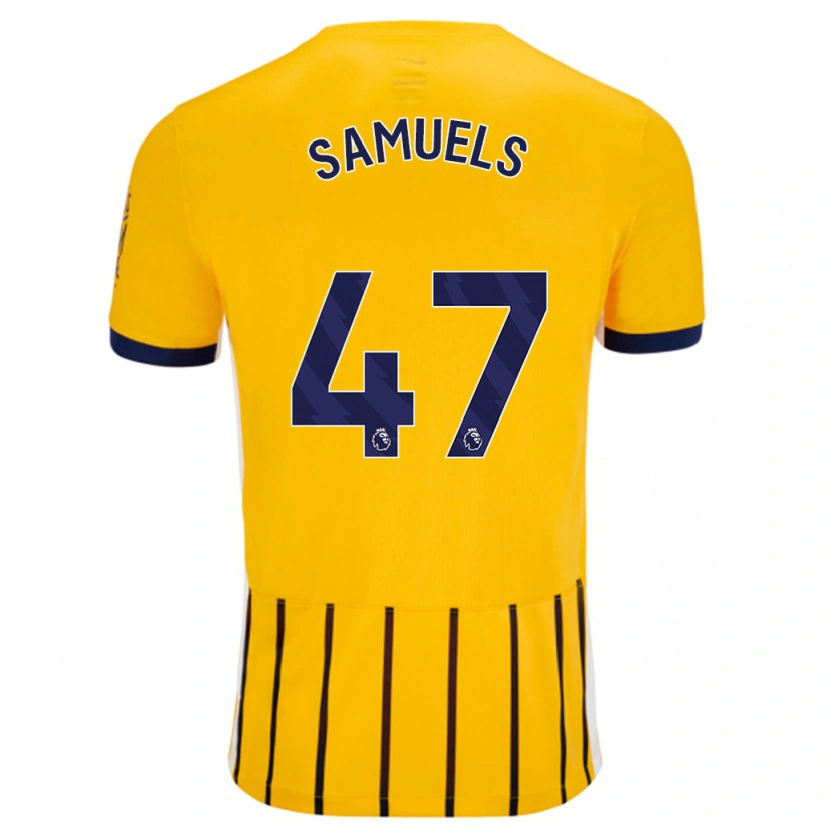 Danxen Niño Camiseta Imari Samuels #47 Dorado Azul Rayas 2ª Equipación 2024/25 La Camisa