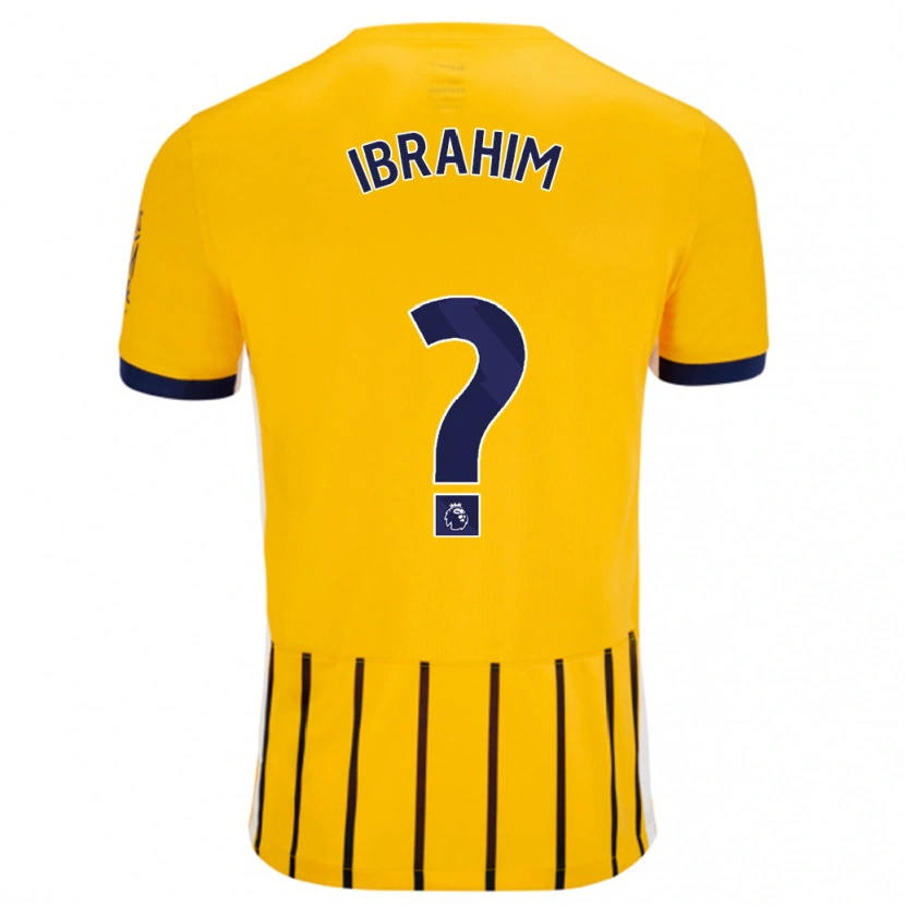 Danxen Niño Camiseta Younes Ibrahim #0 Dorado Azul Rayas 2ª Equipación 2024/25 La Camisa