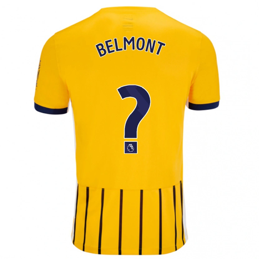 Danxen Niño Camiseta Joe Belmont #0 Dorado Azul Rayas 2ª Equipación 2024/25 La Camisa
