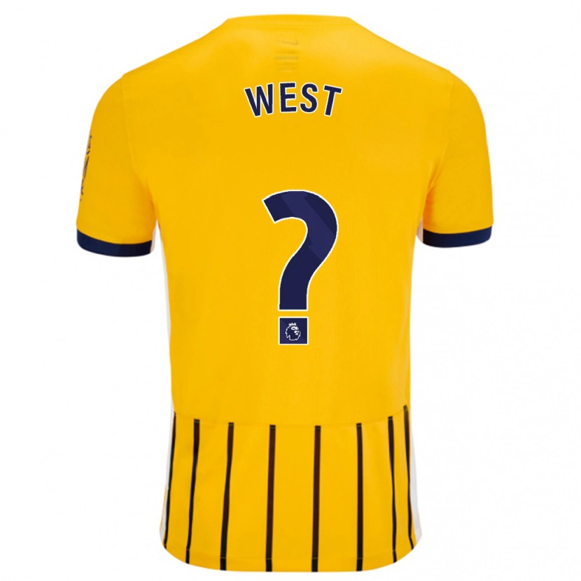 Danxen Niño Camiseta Aidan West #0 Dorado Azul Rayas 2ª Equipación 2024/25 La Camisa