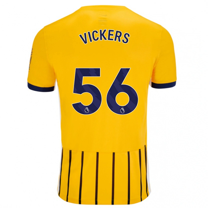 Danxen Niño Camiseta Caylan Vickers #56 Dorado Azul Rayas 2ª Equipación 2024/25 La Camisa