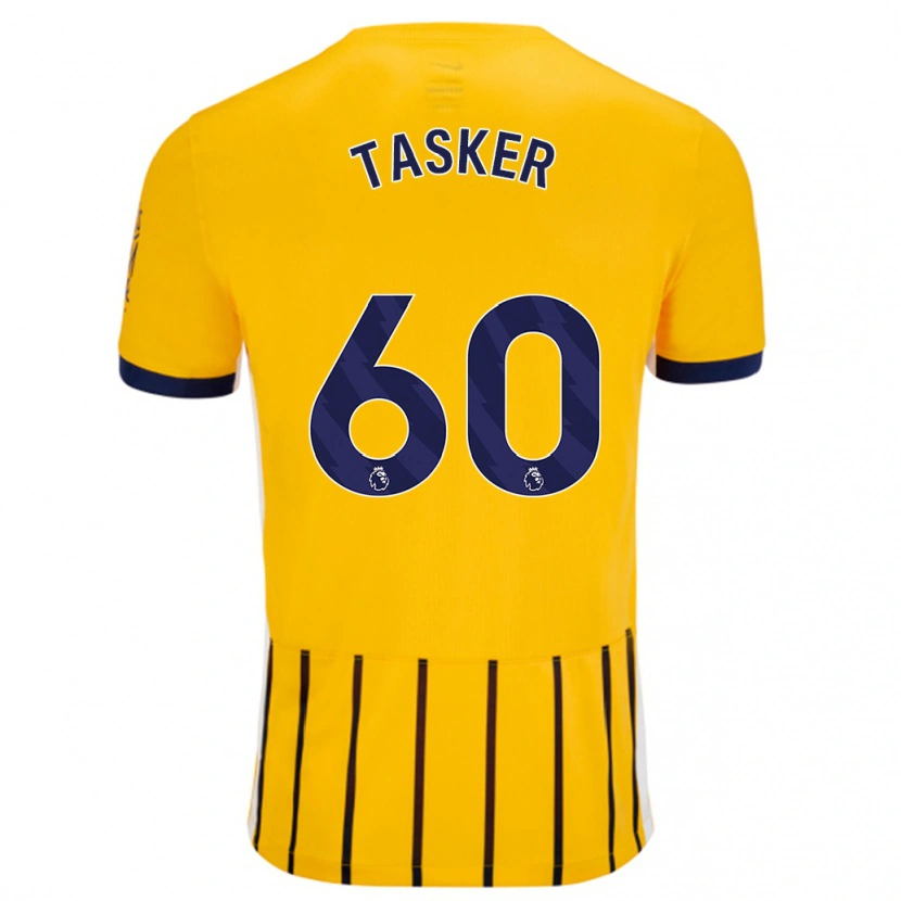 Danxen Niño Camiseta Charlie Tasker #60 Dorado Azul Rayas 2ª Equipación 2024/25 La Camisa