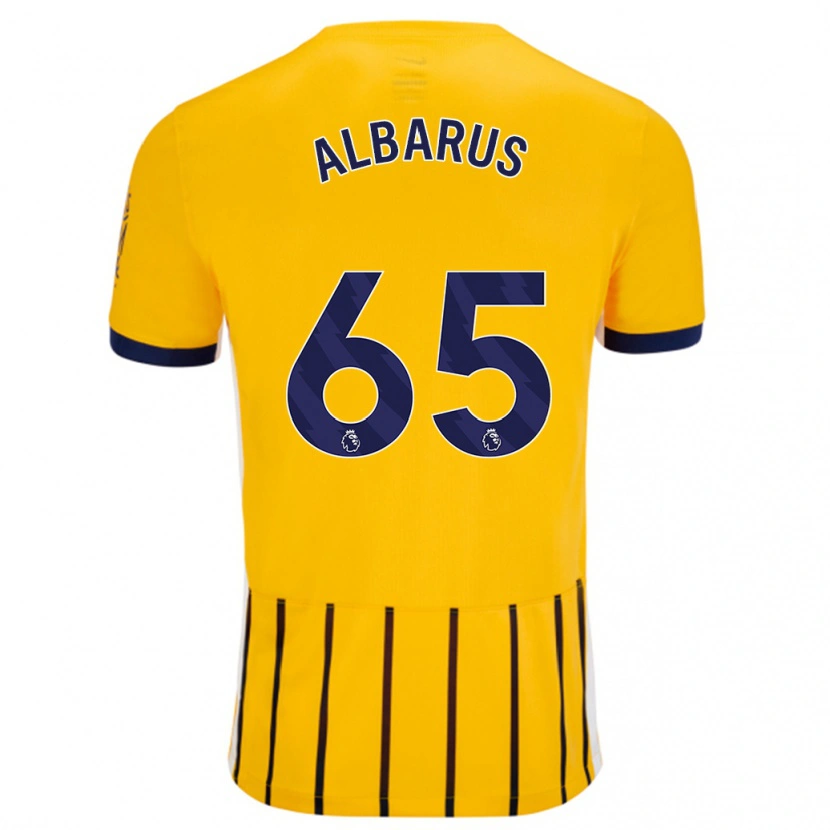 Danxen Niño Camiseta Zane Albarus #65 Dorado Azul Rayas 2ª Equipación 2024/25 La Camisa
