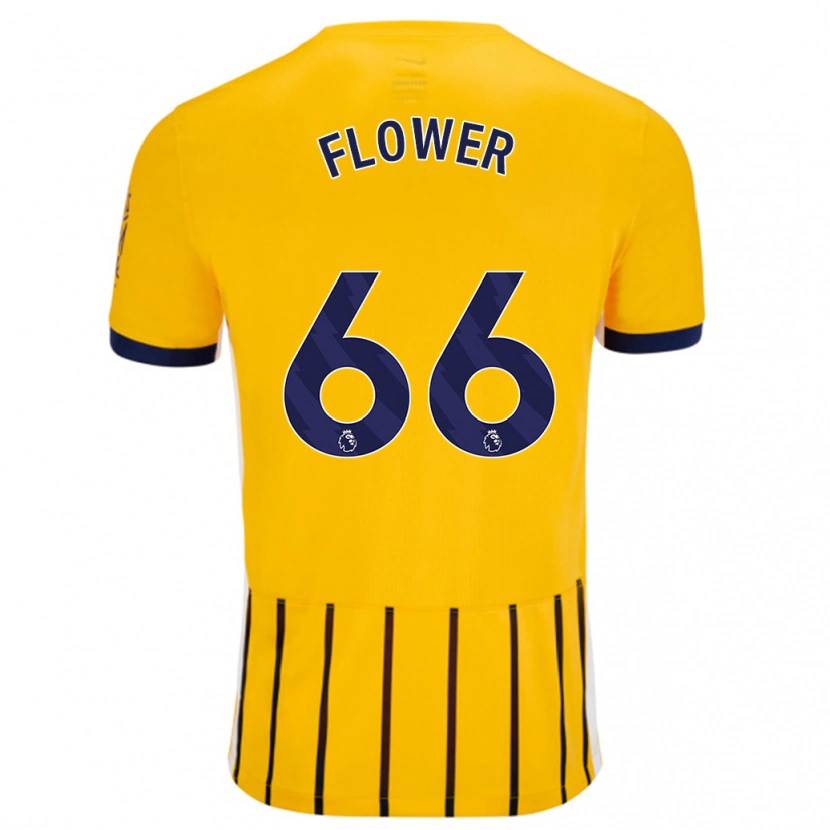 Danxen Niño Camiseta Louis Flower #66 Dorado Azul Rayas 2ª Equipación 2024/25 La Camisa