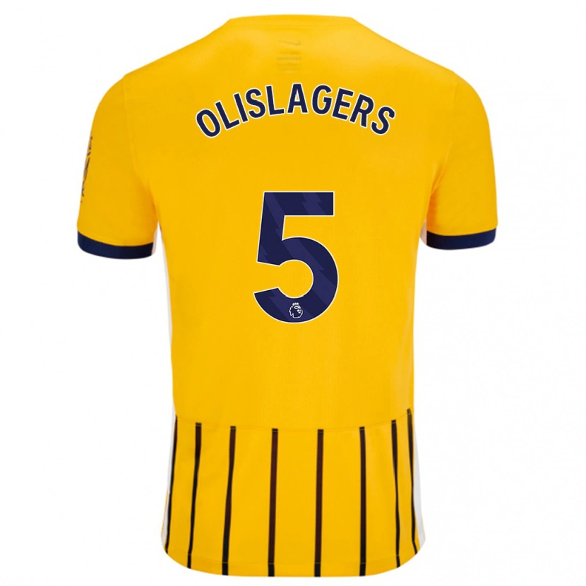 Danxen Niño Camiseta Marisa Olislagers #5 Dorado Azul Rayas 2ª Equipación 2024/25 La Camisa