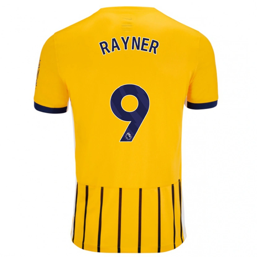 Danxen Niño Camiseta Rebecca Rayner #9 Dorado Azul Rayas 2ª Equipación 2024/25 La Camisa