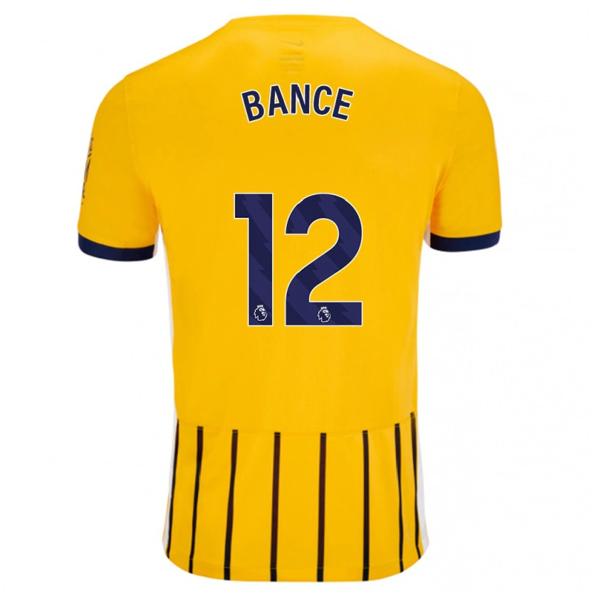 Danxen Niño Camiseta Libby Bance #12 Dorado Azul Rayas 2ª Equipación 2024/25 La Camisa