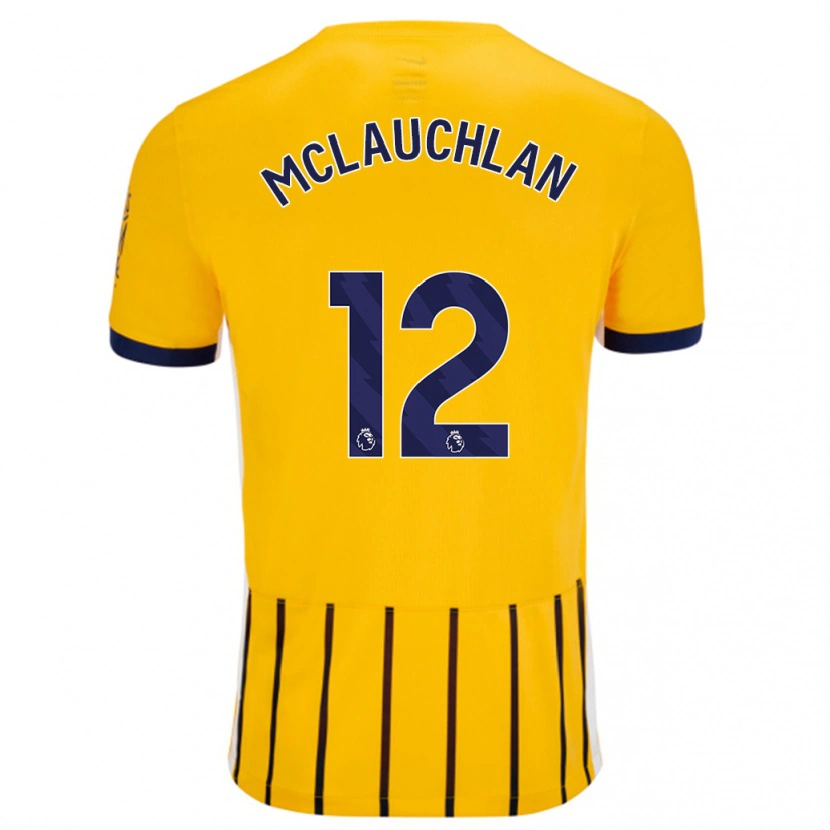 Danxen Niño Camiseta Rachel Mclauchlan #12 Dorado Azul Rayas 2ª Equipación 2024/25 La Camisa