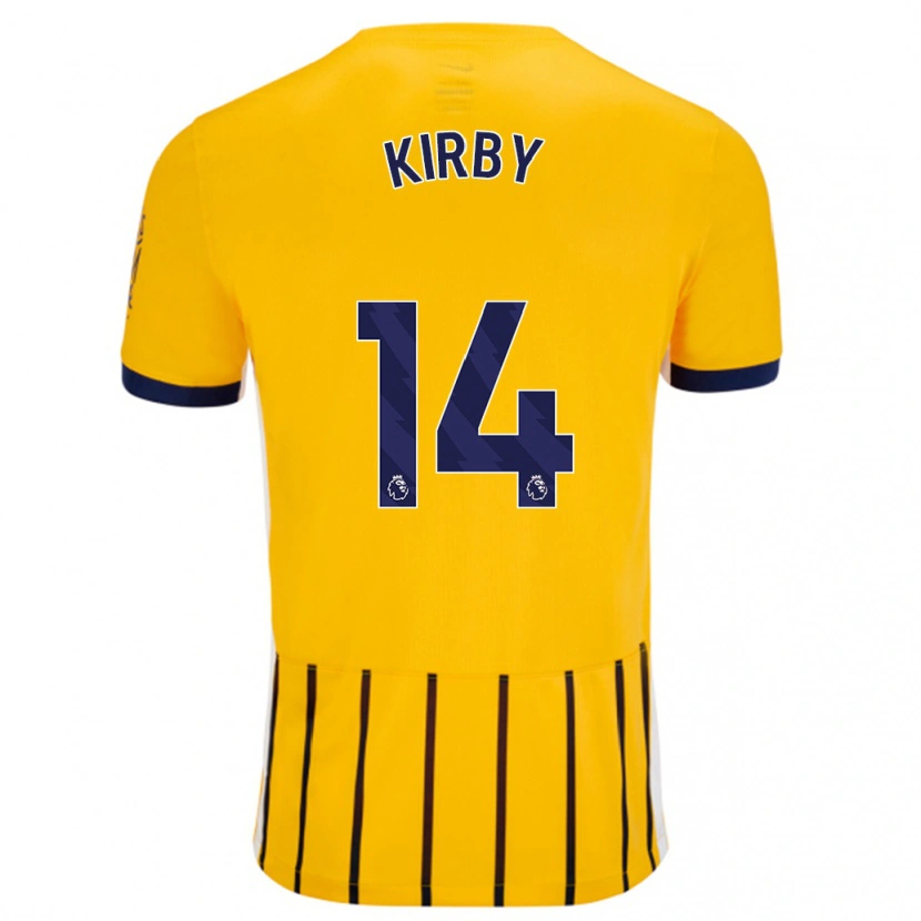 Danxen Niño Camiseta Fran Kirby #14 Dorado Azul Rayas 2ª Equipación 2024/25 La Camisa