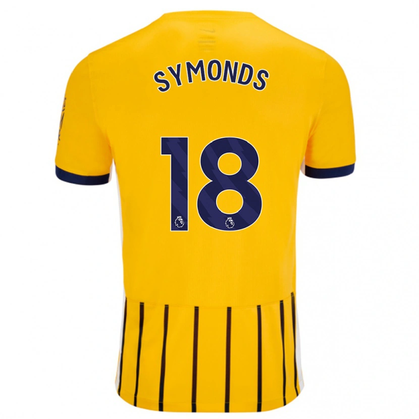 Danxen Niño Camiseta Maisie Symonds #18 Dorado Azul Rayas 2ª Equipación 2024/25 La Camisa